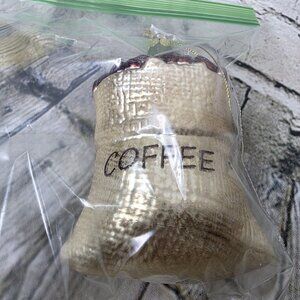 Blown Glass Coffee Sack Beans Christmas Ornament Appx 4"